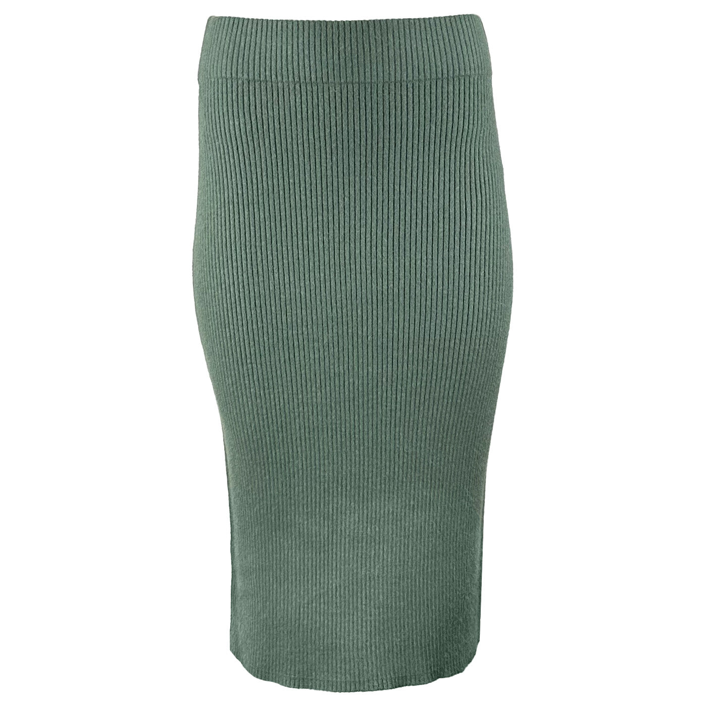 Дамска плетена пола VILA, в зелен цвят, оребрена, размер М.