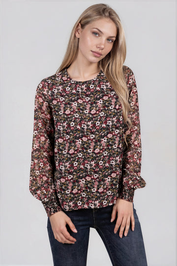 Дамска блуза Vero Moda в синьо с флорален принт - 0
