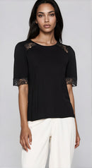 Дамска тениска Vero Moda с дантела, черна-2