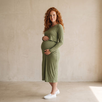 Дамска зелена рокля Mamalicious - 0