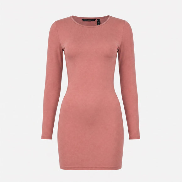 Рокля Vero Moda с дълъг ръкав в розово