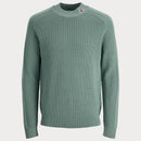 Мъжки плетен пуловер с обло деколте-  Jack&Jones - Зелен