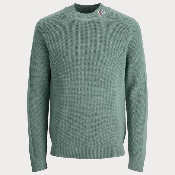 Мъжки плетен пуловер с обло деколте-  Jack&Jones - Зелен