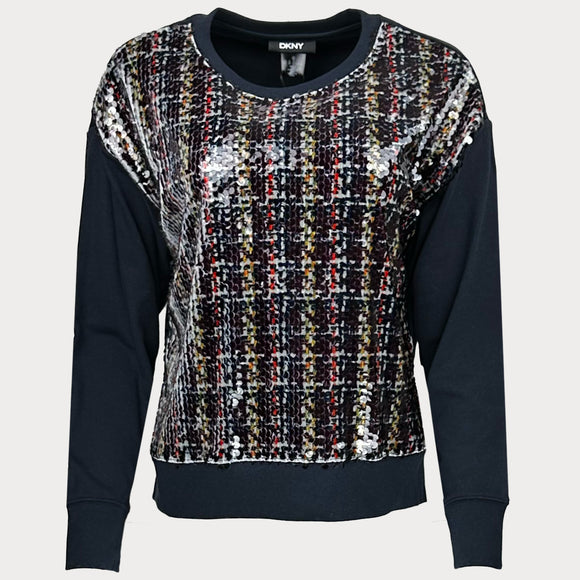 damska bluza s dylyg rukav i pajeti DKNY 