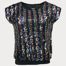 дамска блуза с къс ръкав DKNY с пайети 