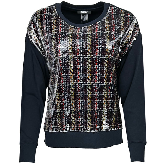 damska bluza s dylyg rukav i pajeti DKNY