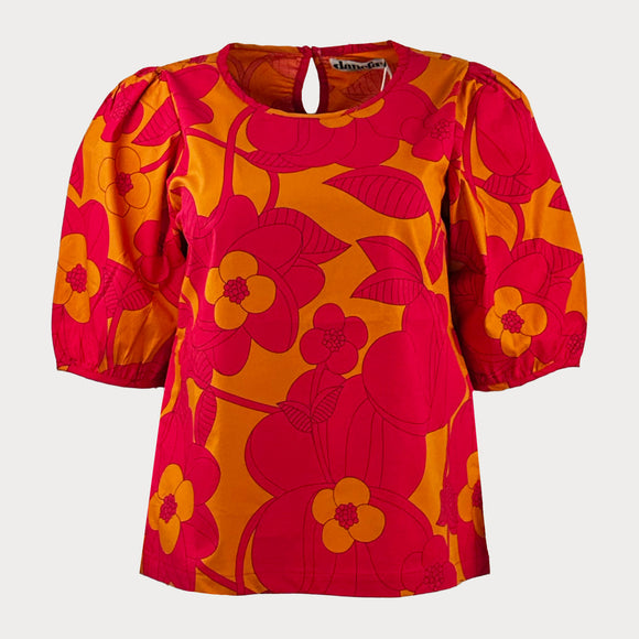 Дамска блуза с бухнали къси ръкави