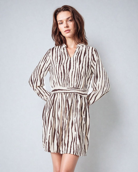 Дамска къса рокля с дълъг ръкав PIECES