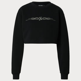 Къс дамски суитшърт в черно в размер L. Бърза и лесна от MISMOBG.