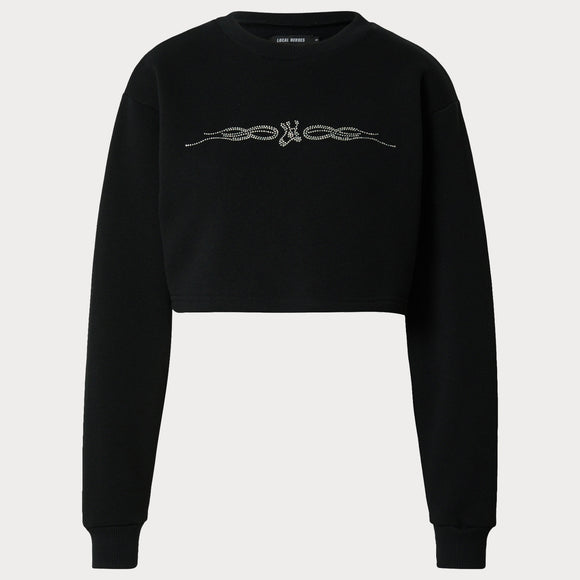 Къс дамски суитшърт в черно в размер L. Бърза и лесна от MISMOBG.