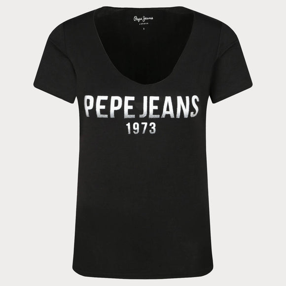 Дамска черна тениска Pepe Jeans