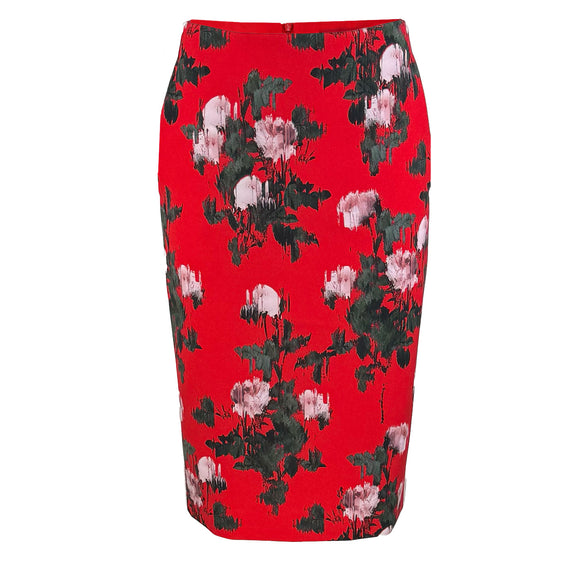 Дамска вталена пола HUGO в червено