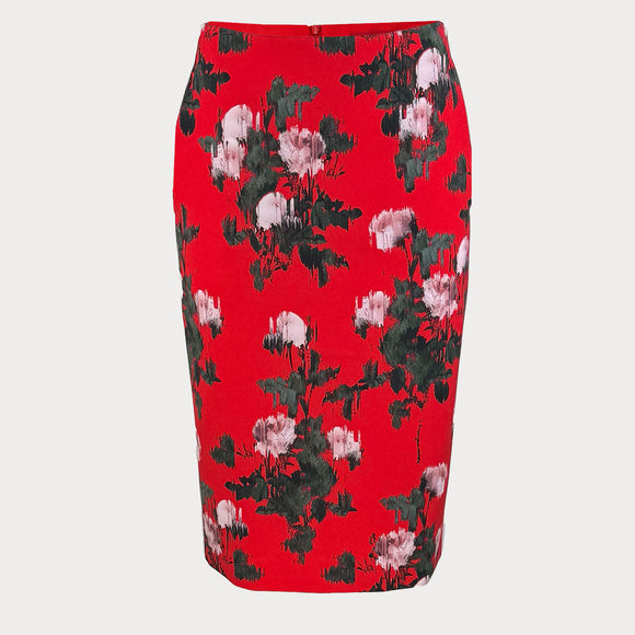 Дамска вталена пола HUGO в червено