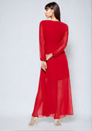 Дамска червена рокля Comma-4