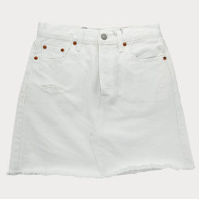 Дамска бяла дънкова пола Levis, с джобове , закопчаване с копче и цип. 