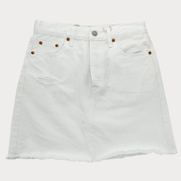 Дамска бяла дънкова пола Levis, с джобове , закопчаване с копче и цип. 