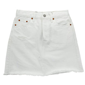 Дамска бяла дънкова пола Levis, с джобове , закопчаване с копче и цип. 