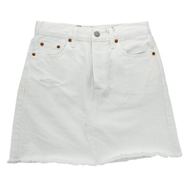 Дамска бяла дънкова пола Levis, с джобове , закопчаване с копче и цип. 