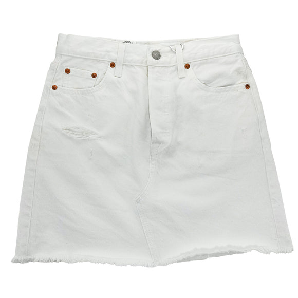 Дамска бяла дънкова пола Levis, с джобове , закопчаване с копче и цип. 