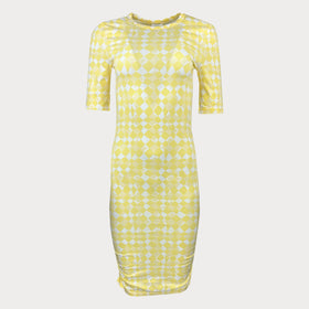 Дамска жълта рокля Noisy May с набран ефект - 0