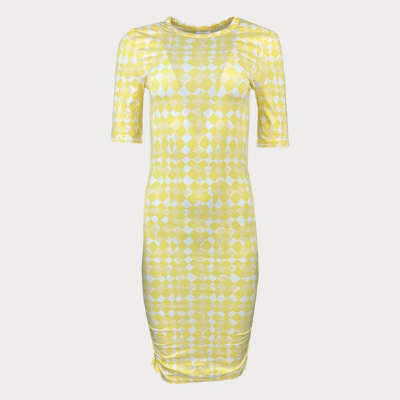 Дамска жълта рокля Noisy May с набран ефект