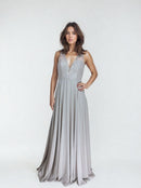 Официална дамска рокля без ръкави в сиво-1