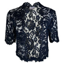 Дамска дантелена жилетка KAFFE в тъмно синьо-2