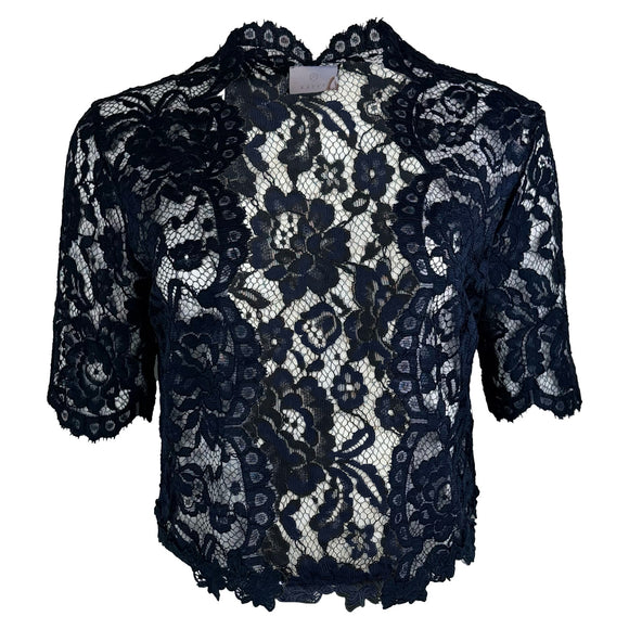 Дамска дантелена жилетка KAFFE в тъмно синьо