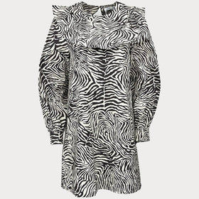 Дамска рокля Samsoe в кафяв цвят, дължина до коленете, с бухнали ръкави. 