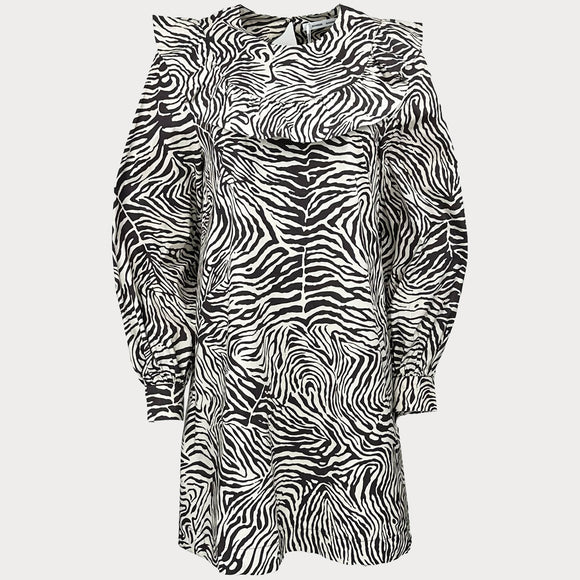 Дамска рокля Samsoe в кафяв цвят, дължина до коленете, с бухнали ръкави. 