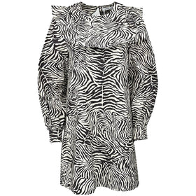 Дамска рокля Samsoe в кафяв цвят, дължина до коленете, с бухнали ръкави. 