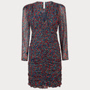 Дамска къса рокля PEPE JEANS с дълги ръкави, в червен цвят,  лека материя и лека подплата, набран ефект в предната част. 