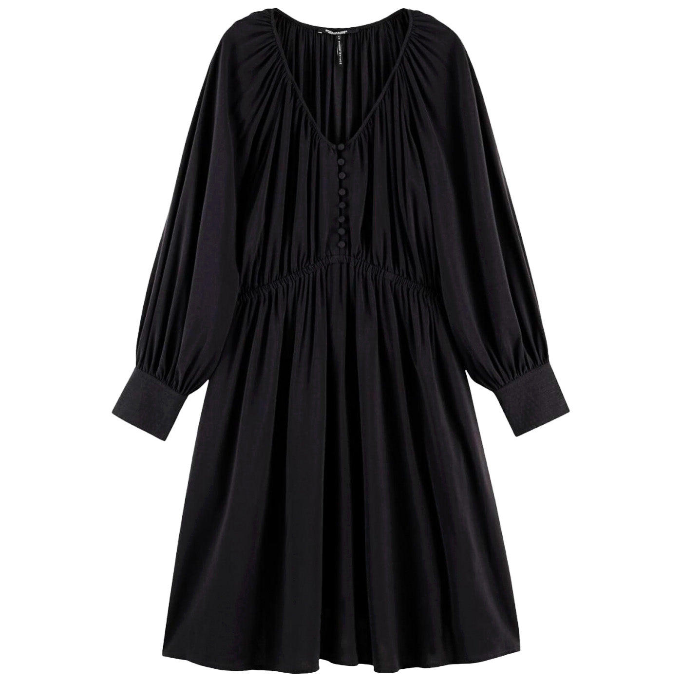 Дамска черна рокля SCOTCH&SODA, широки ръкави. Широко прилягане, в размер М. 