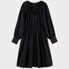 Дамска черна рокля SCOTCH&SODA, широки ръкави. Широко прилягане, в размер М. 