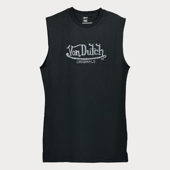 Дамска спортна рокля Von Dutch в черен цвят. Без ръкави и широко прилягане в размер L