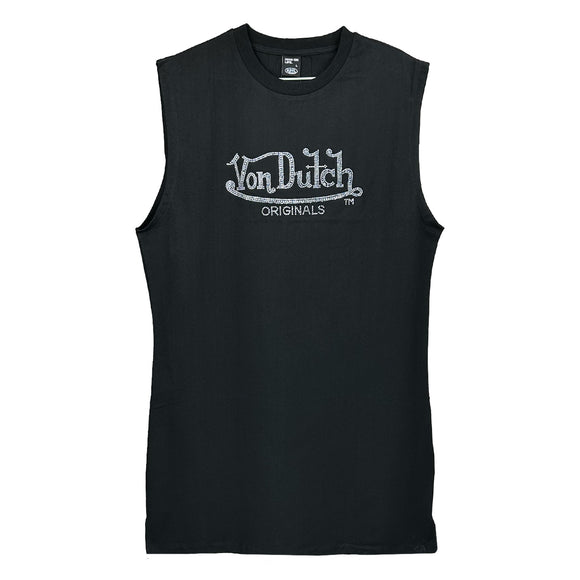 Дамска спортна рокля Von Dutch в черен цвят. Без ръкави и широко прилягане в размер L