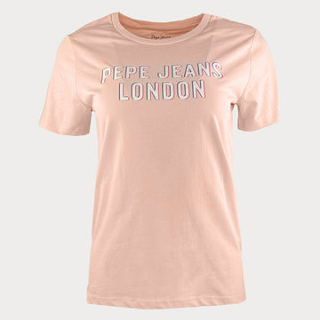 Дамска тениска Pepe Jeans в цвят праскова