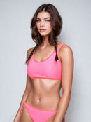 Дамски бански от две части в розово-1