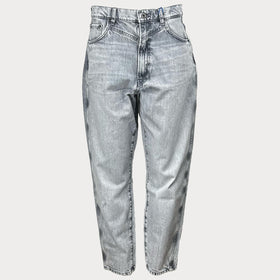 Дамски широки сиви дънки PEPE JEANS, с висока талия, закопчаване с цип и копче,протрит ефект, размер W32