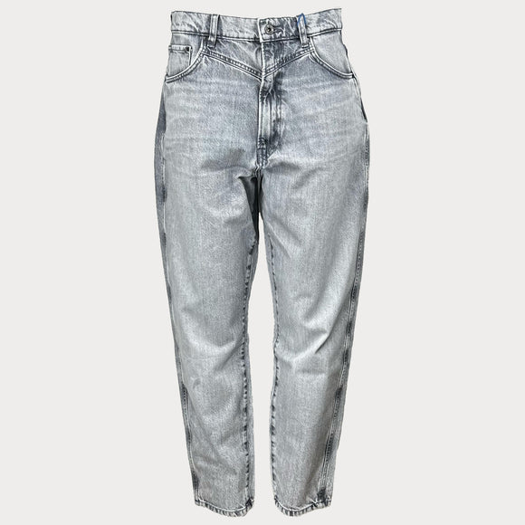 Дамски широки сиви дънки PEPE JEANS, с висока талия, закопчаване с цип и копче,протрит ефект, размер W32