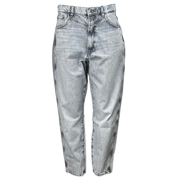 Дамски широки сиви дънки PEPE JEANS, с висока талия, закопчаване с цип и копче,протрит ефект, размер W32