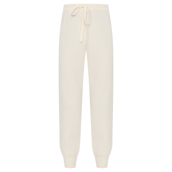 Дамски вълнен панталон MAX&CO в бял цвят, закопчаване с връзки и с вталени крачоли в долната част. Размер М 