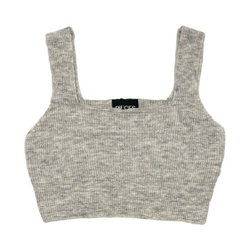 Дамски плетен топ  PIECES в сиво - 0