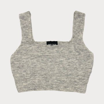 Дамски плетен топ  PIECES в сиво