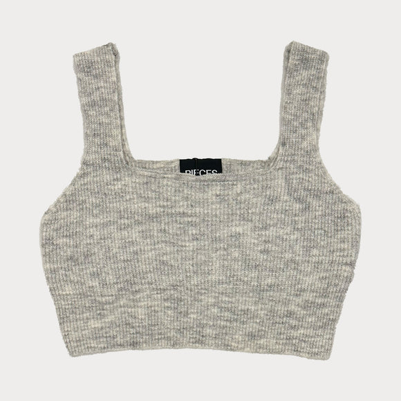 Дамски плетен топ  PIECES в сиво