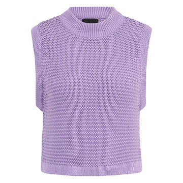 Дамски плетен пуловер без ръкави PIECES - 0