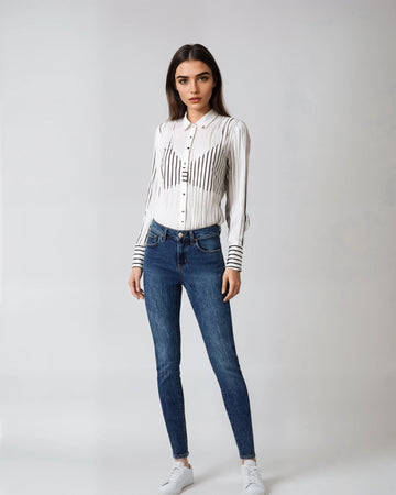 Тъмно сини дамски дънки skinny Levis 711 - 0