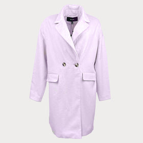 Дамско палто Vero Moda в бледо лилав цвят, дължина над коляното, закопочаване с копчета. Размер М 