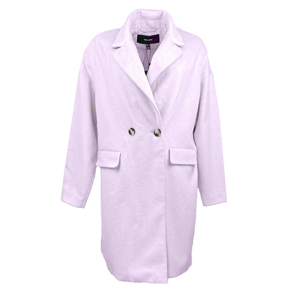 Дамско палто Vero Moda в бледо лилав цвят, дължина над коляното, закопочаване с копчета. Размер М 