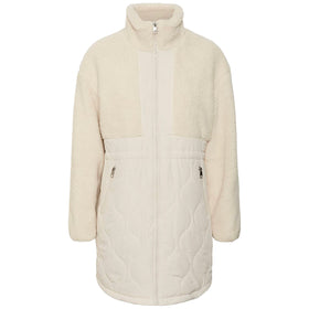 Дамско палто в бежаво-бял цвят Vero Moda. С висока яка и закопчаване с цип.